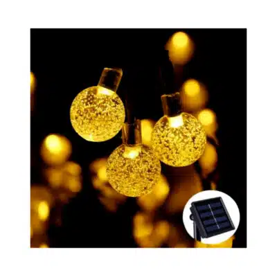 Guirlande solaire rechargeable crystal blanche