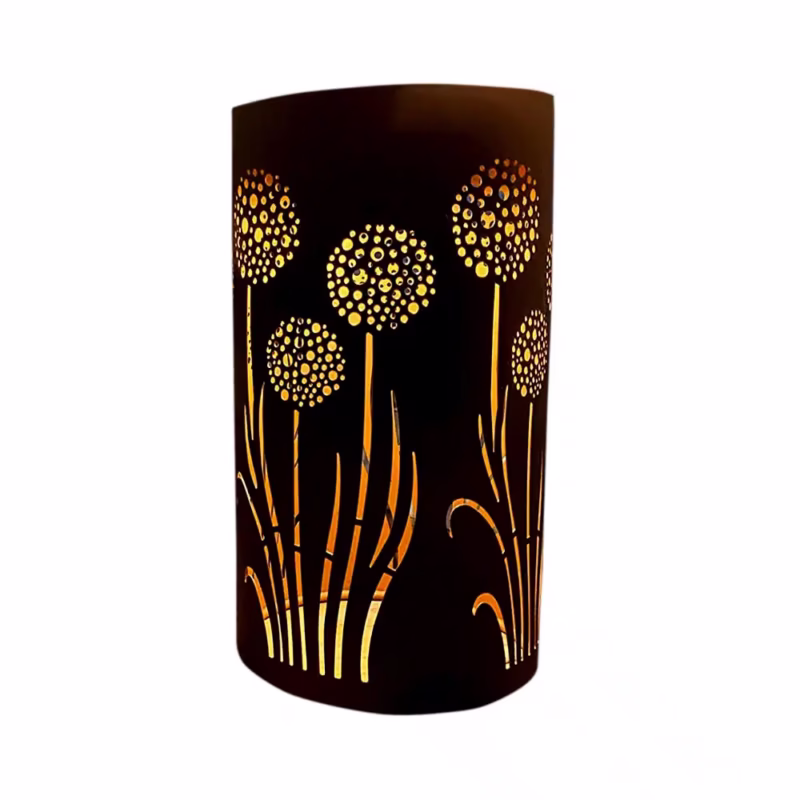 Lampe solaire à poser fer motif