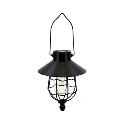 Lanterne solaire à suspendre tungstène noire