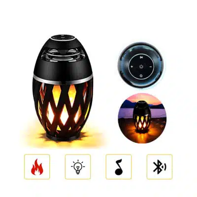 Lampe enceinte bluetooth extérieur flammes striées-1