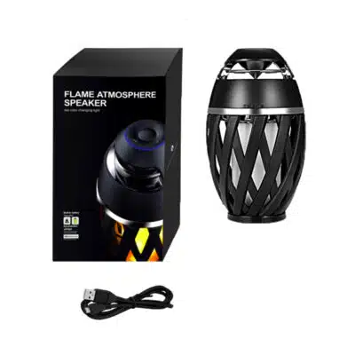 Lampe enceinte bluetooth extérieur flammes striées-4