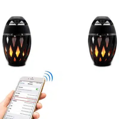 Lampe enceinte bluetooth extérieur flammes striées-5
