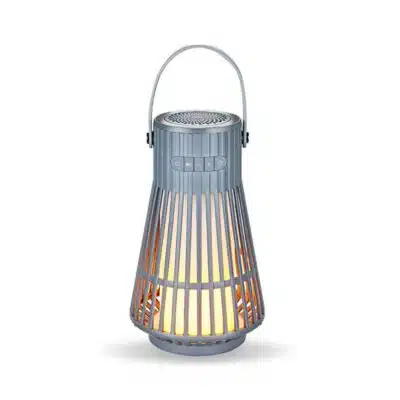 Lampe enceinte bluetooth extérieur suspension blanche