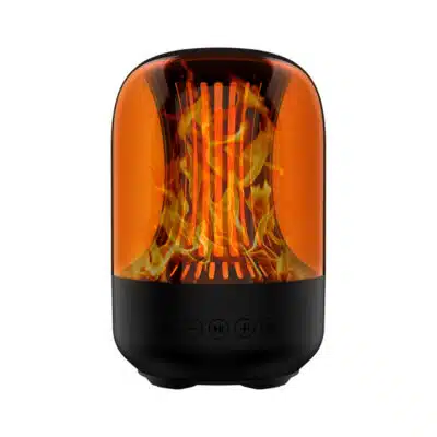 Lampe enceinte bluetooth flamme noire