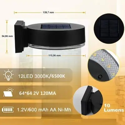 Lampe murale rechargeable solaire Mandu-5