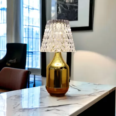 Lampe de table sans fil rechargeable USB or Livia-9