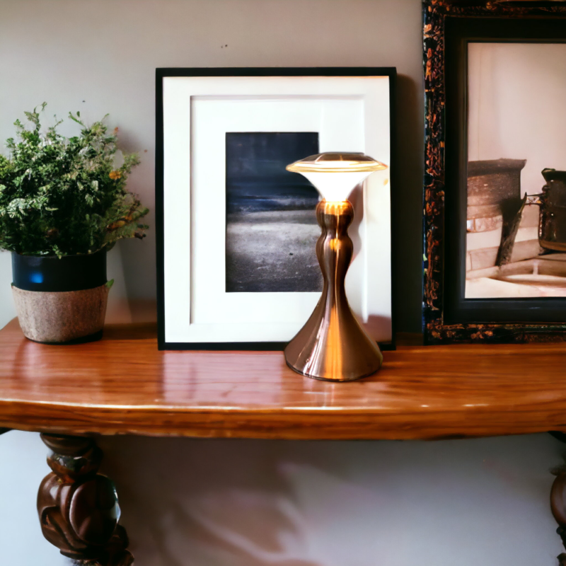 Lampe à poser rechargeable lampadaire cuivre Julia 