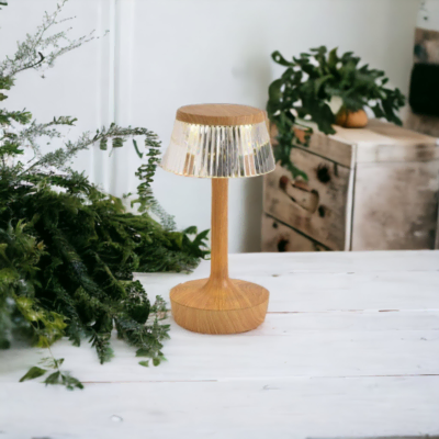 Lampe de table cristal bois blanc Victoria-4
