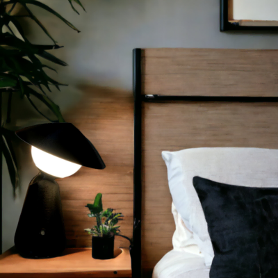 Lampe de chevet noire Hanoïa chambre zen