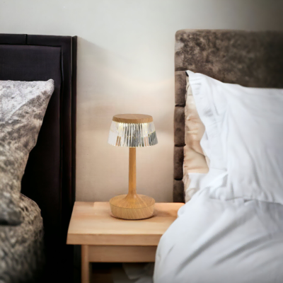 Lampe de table cristal bois blanc Victoria-1