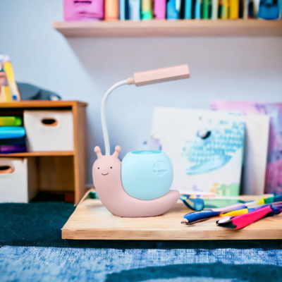 Lampe de bureau enfant rechargeable rose Carola-5