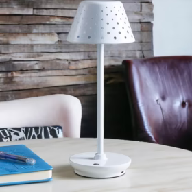 Lampe à poser sans fil rechargeable blanche Tania-2