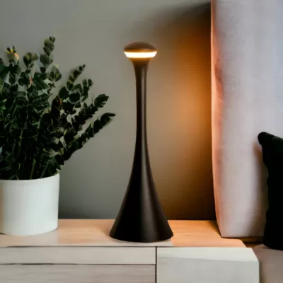 Lampe de table sans fil élégante noire Rodia sur chevet
