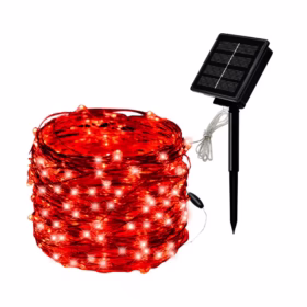 Guirlande solaire lumineuse rouge Increbible