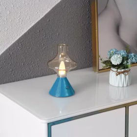 Lampe de table rechargeable vintage bleue Keros