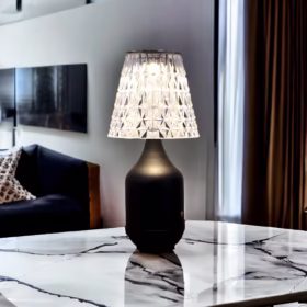 Lampe de table sans fil rechargeable USB noire Livia
