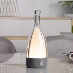 Lampe de table transparente argent Bottle