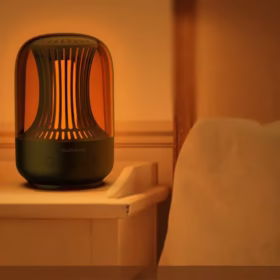 Lampe enceinte bluetooth flamme noire Bonfire