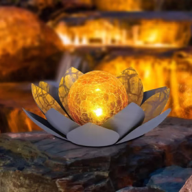 Lampe solaire décorative lotus grise