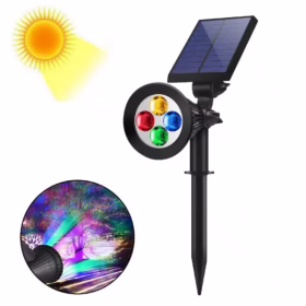 Lampe solaire sur tige 4LED multicolore