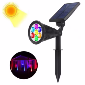 Lampe solaire sur tige 7LED multicolore
