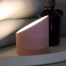 Veilleuse rechargeable horloge rose Halfcylind