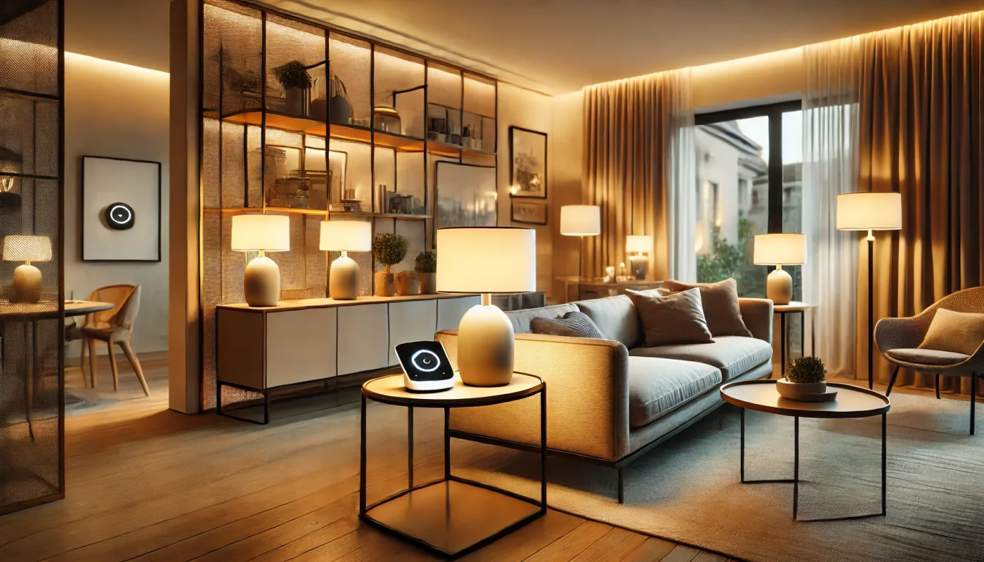 Lampes sans fil rechargeables connectées dans un salon