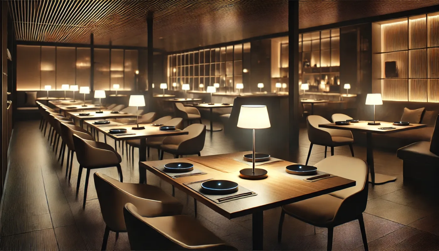 Lampes de table led rechargeables dans un restaurant immersif
