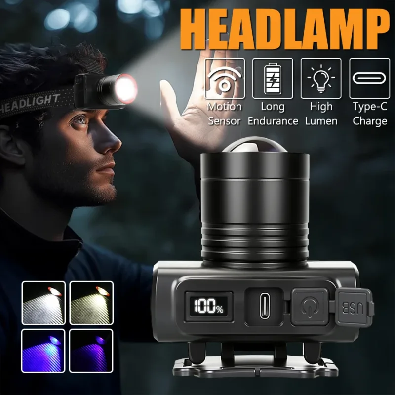 Lampe Frontale Capteur LED Rechargeable-1