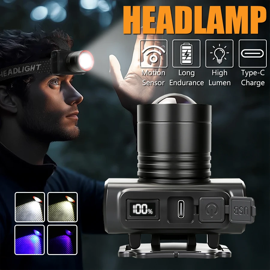 Lampe Frontale Capteur LED Rechargeable-1 Lampe Frontale Capteur LED Rechargeable-1