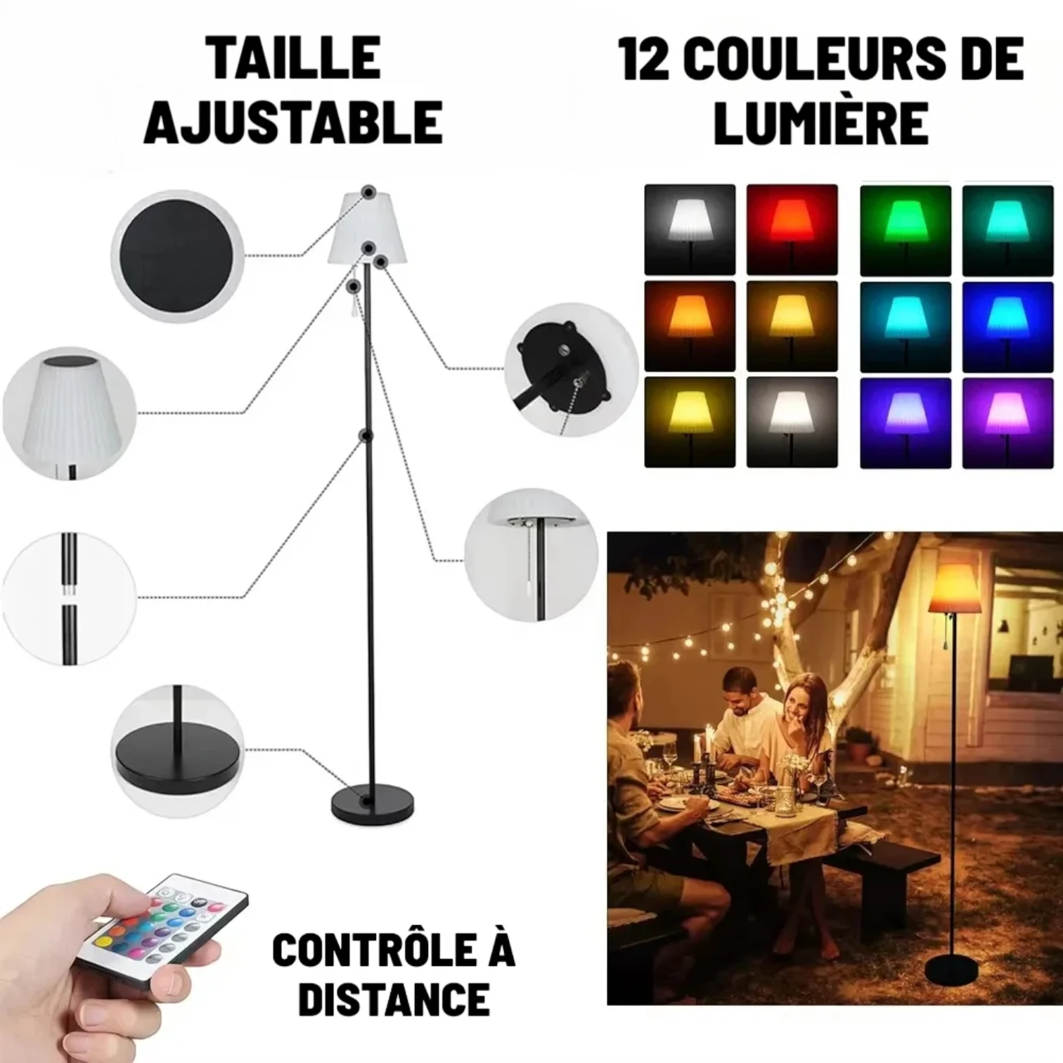 Lampadaire Solaire Modulaire Télécommande RGB-1 Lampadaire Solaire Modulaire Télécommande RGB-1